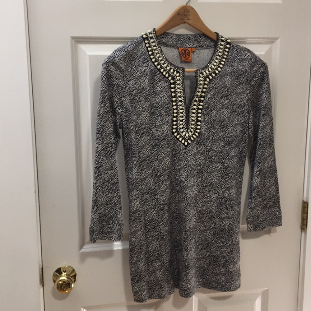 Tory Burch Beaded Collar Dotted Shirt